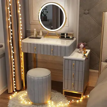 Туалетный маленький туалетный столик настольная лампа тщеславие Роскошный настольный светильник зеркало скандинавские комоды комод для спальни роскошная мебель для хранения
