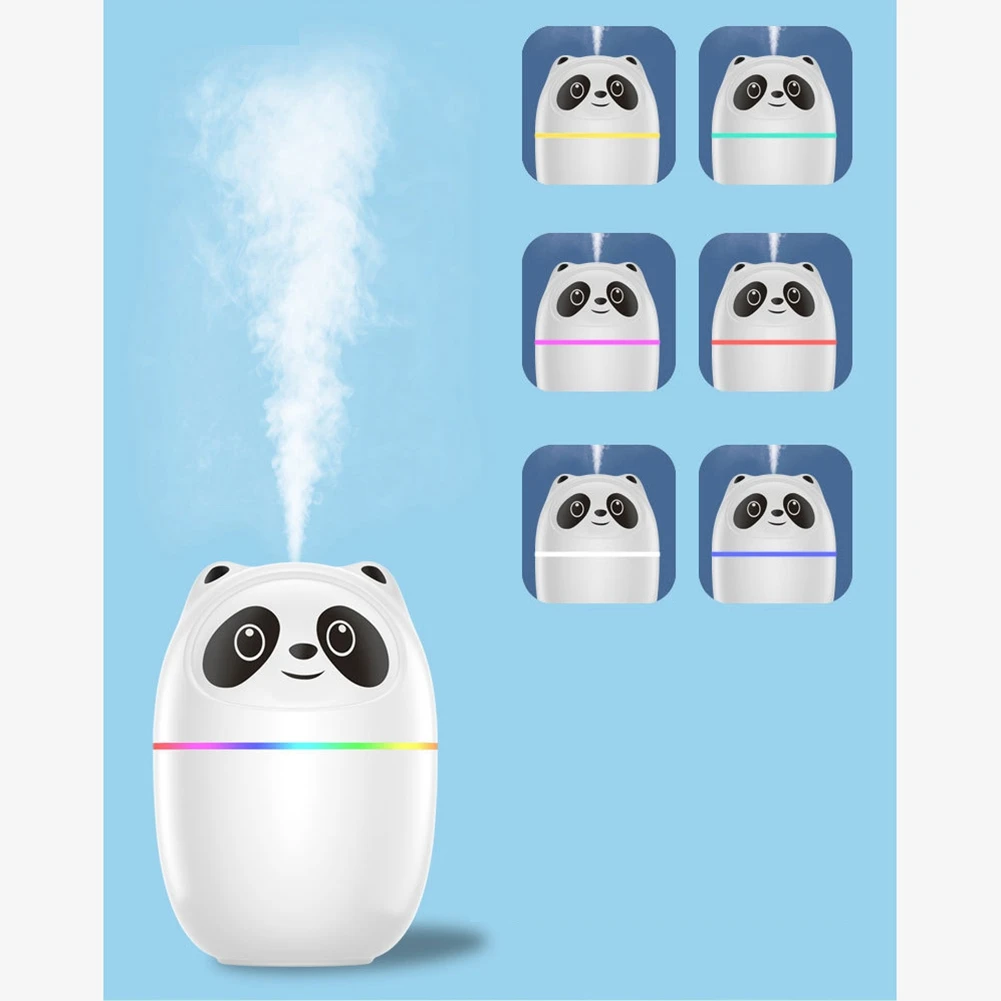 Увлажнитель воздуха Pandas Милый диффузор с ароматическим эфирным маслом объемом 220 мл, USB-устройство для запотевания, туманообразователь с красочным ночником - 1