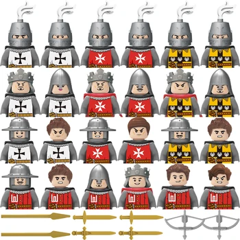 Фигурки средневековых солдат, строительные блоки, аксессуары для древнеримских рыцарей, Мечи, щиты, лук, оружие, военные кирпичи, подарки, игрушки