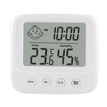 Цифровой ЖК-удобный датчик Температуры, Измеритель влажности, Многофункциональный термометр для помещений, Время, дата, Гигрометр