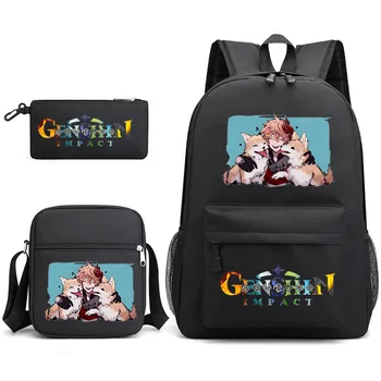 Школьная сумка для подростков Genshin Impact, рюкзак разных цветов с мультяшным принтом, Повседневный рюкзак, Детский рюкзак для мальчиков и девочек