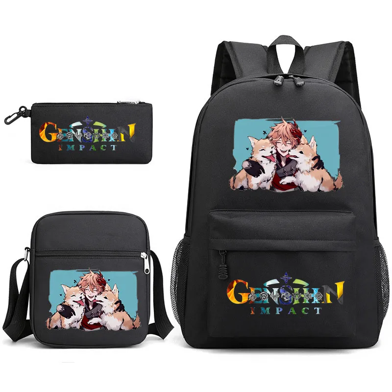 Школьная сумка для подростков Genshin Impact, рюкзак разных цветов с мультяшным принтом, Повседневный рюкзак, Детский рюкзак для мальчиков и девочек - 0