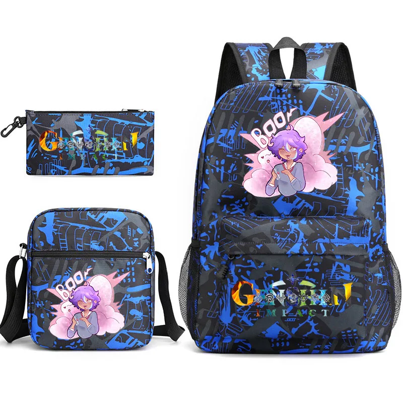 Школьная сумка для подростков Genshin Impact, рюкзак разных цветов с мультяшным принтом, Повседневный рюкзак, Детский рюкзак для мальчиков и девочек - 1