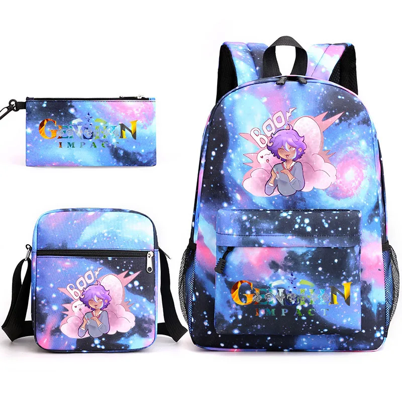 Школьная сумка для подростков Genshin Impact, рюкзак разных цветов с мультяшным принтом, Повседневный рюкзак, Детский рюкзак для мальчиков и девочек - 2