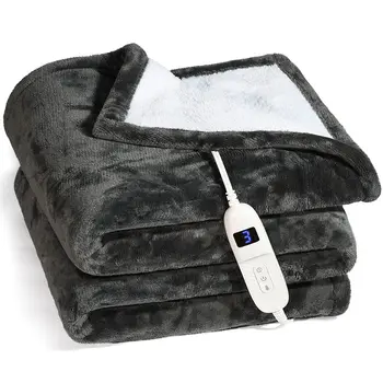 Электрическая грелка, Быстро нагревающееся одеяло с подогревом, Моющееся мягкое и удобное фланелевое электрическое одеяло, 10 настроек нагрева