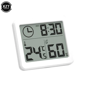 Электронный монитор температуры и влажности Часы с Большим ЖК-экраном 3,2 дюйма, Многофункциональный Термометр для Умного Дома, Цифровой Гигрометр