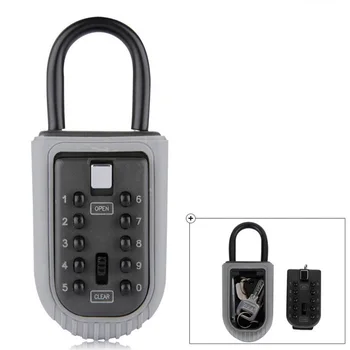 Ящик для хранения ключей с крючком, кодовый замок с 10-значной комбинацией паролей, Безопасный открытый, защищенный от непогоды контейнер-органайзер из цинкового сплава